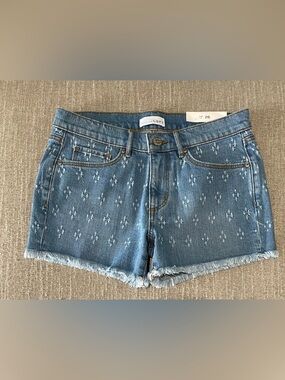 Ann Taylor LOFT Blue Denim Patterned Frayed Hem Shorts 26/2